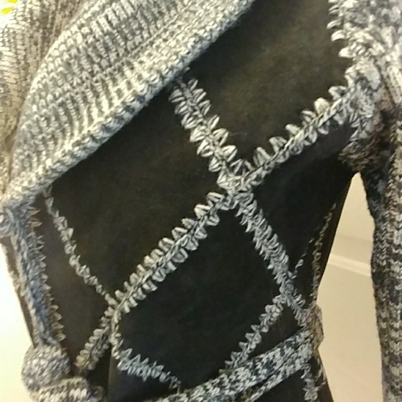 VTG- Kmart Suede N Knit Patchwork Belted Jacket - Picture 6 of 8